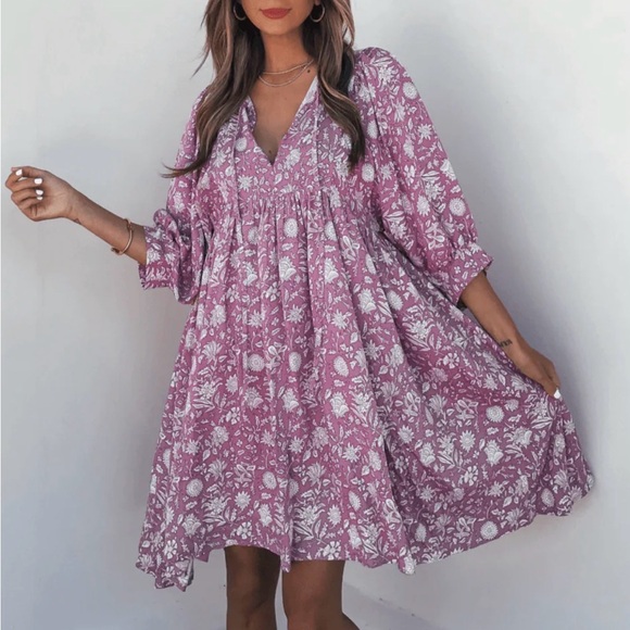 Magnolia Boutique Dresses & Skirts - NWOT Elegant Floral Long Sleeve Dress in Pink